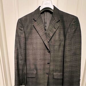 *SOLD* Joseph Abboud Gray Checked Sport Coat 42S 3 Button
